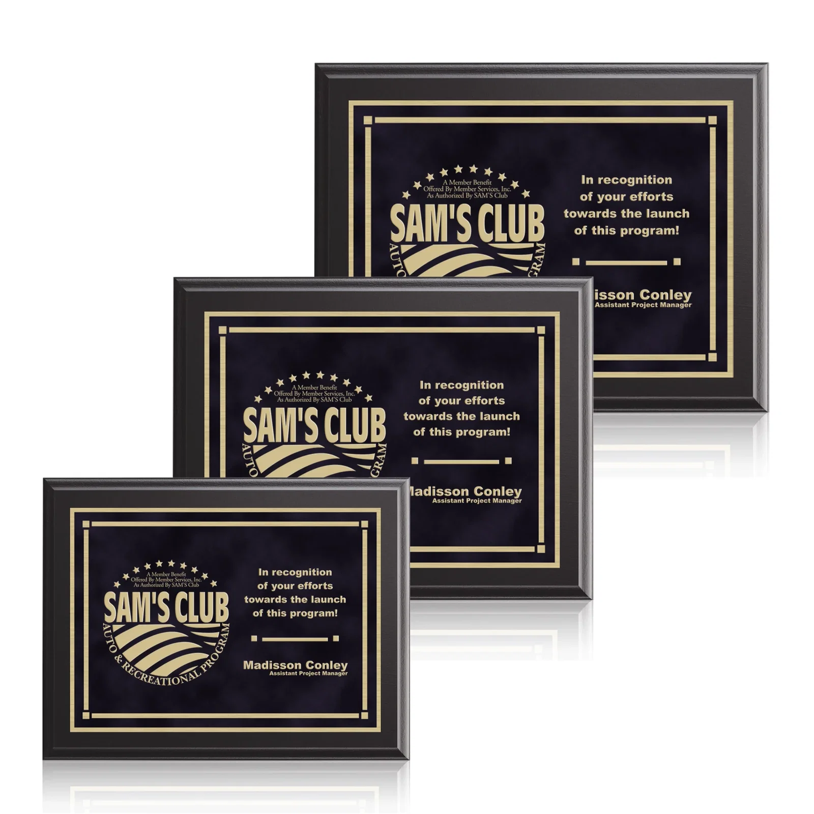 Custom Black Laminate Wall Plaque with Inset Brass Plate for safety achievement programs