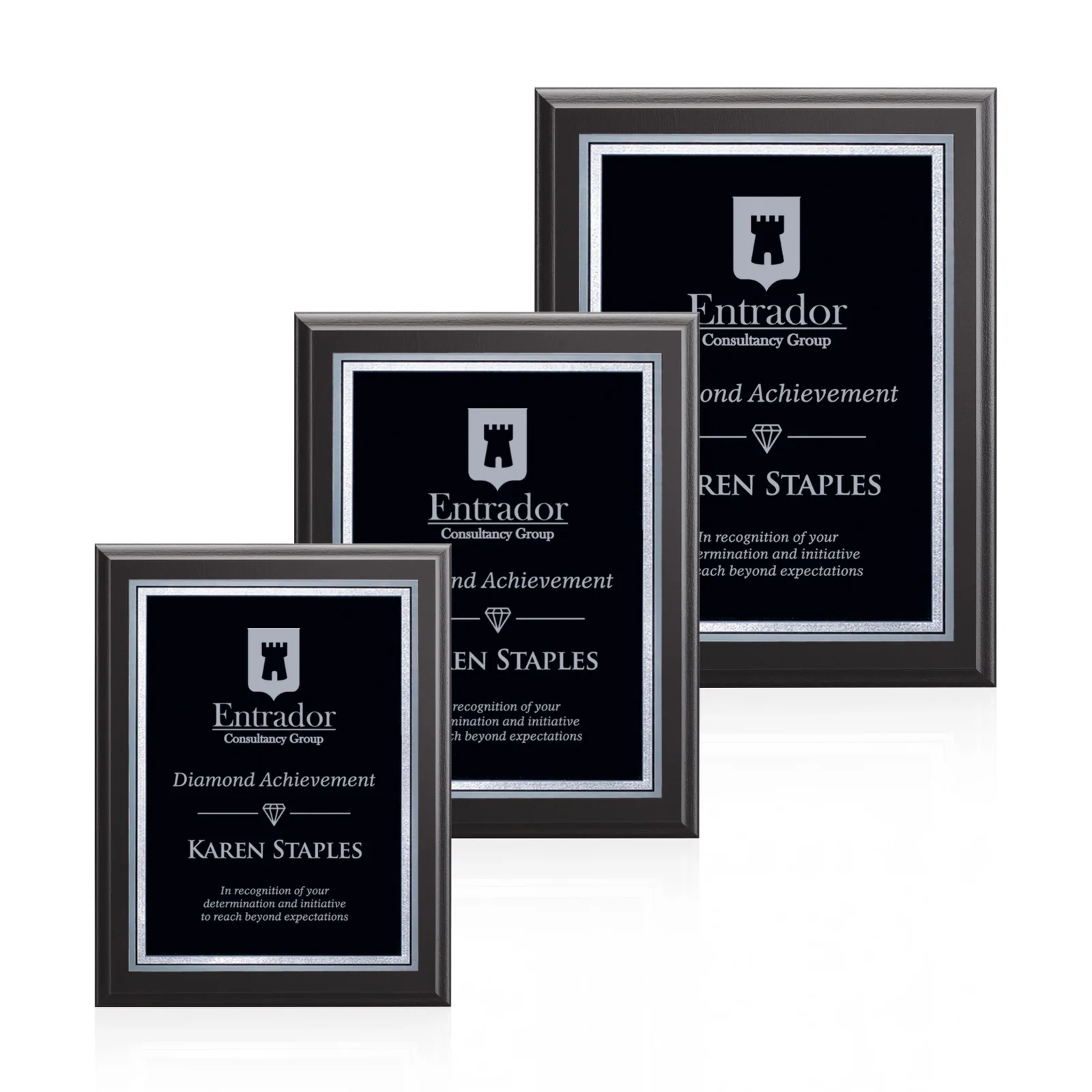 Custom Laminate Wall Plaque in Black or Cherry with Brass Plate for employee recognition