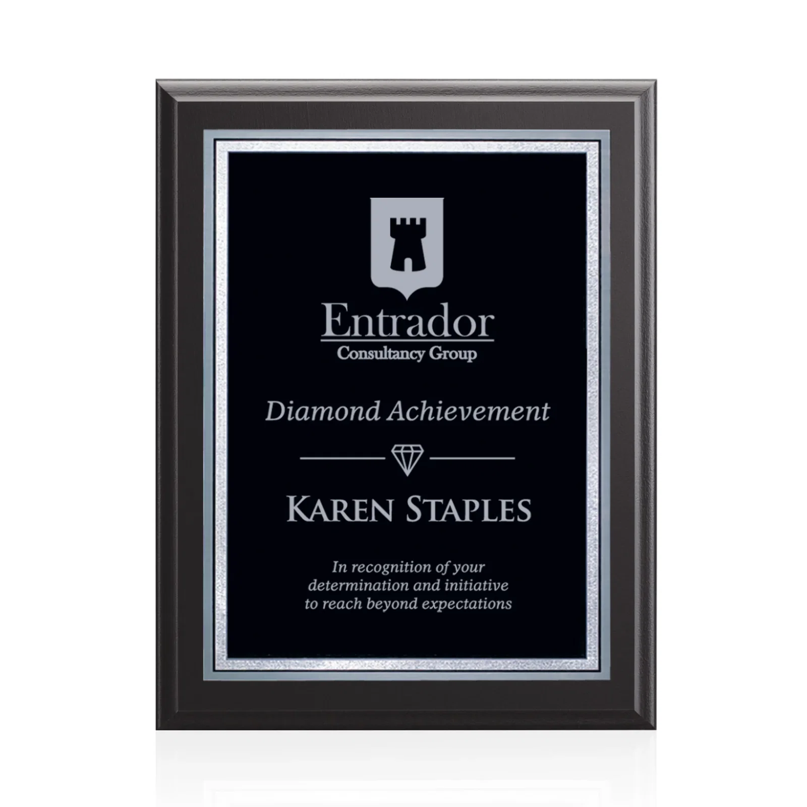 Custom Laminate Wall Plaque in Black or Cherry with Brass Plate for corporate award ceremonies
