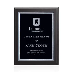Laminate Wall Plaque in Black or Cherry with Brass Plate