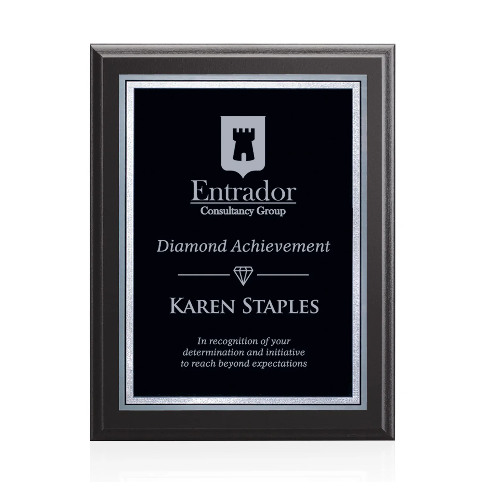 Custom Laminate Wall Plaque in Black or Cherry with Brass Plate for service anniversary gifts