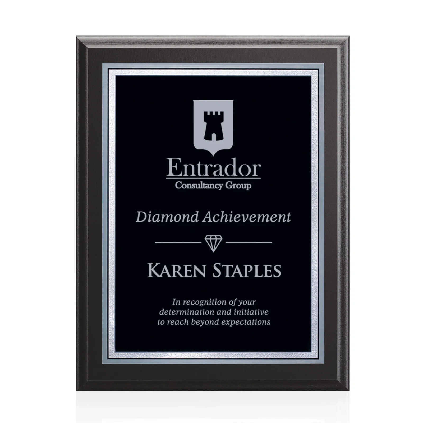 Custom Laminate Wall Plaque in Black or Cherry with Brass Plate for sales achievement awards