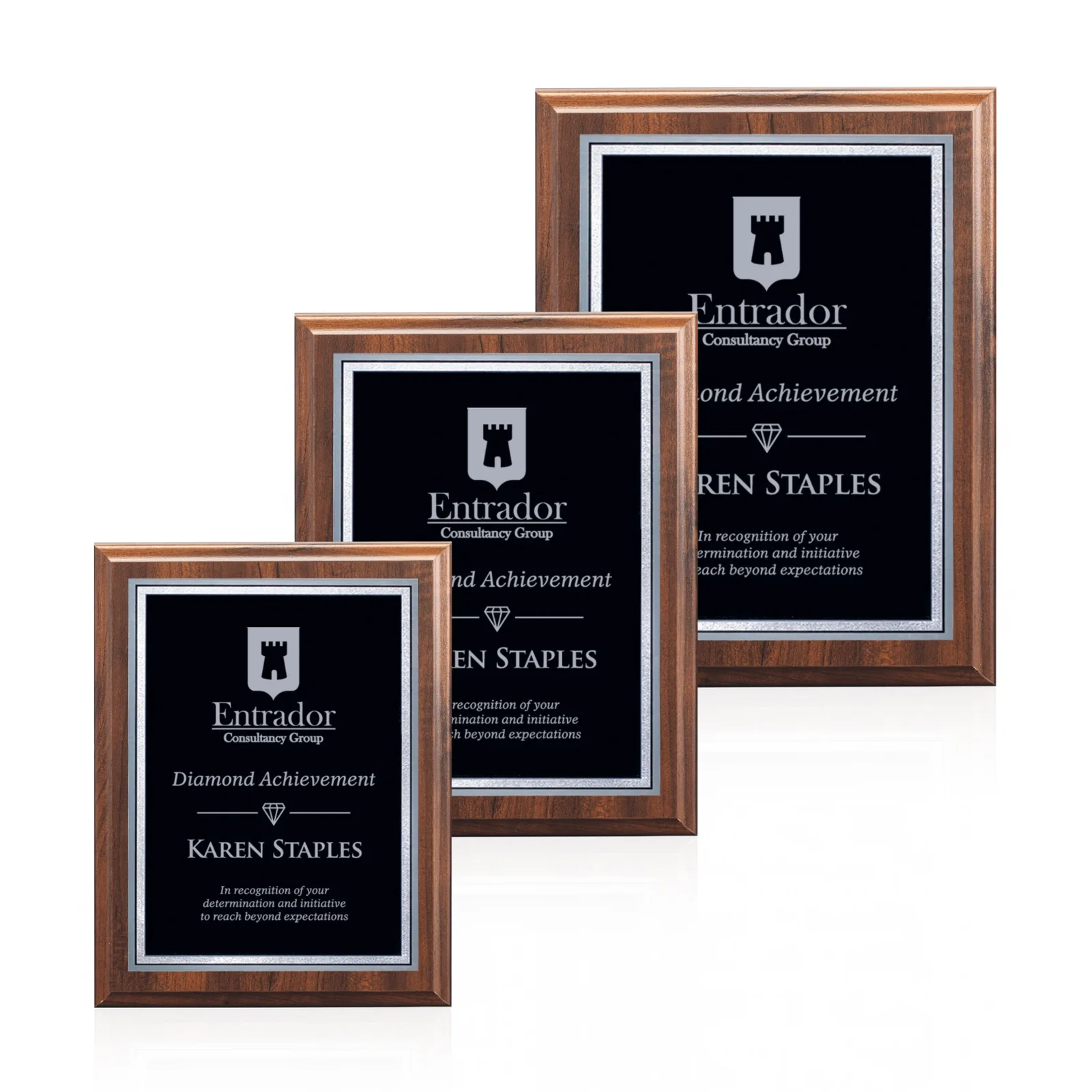Custom Laminate Wall Plaque in Black or Cherry with Brass Plate for retirement presentations