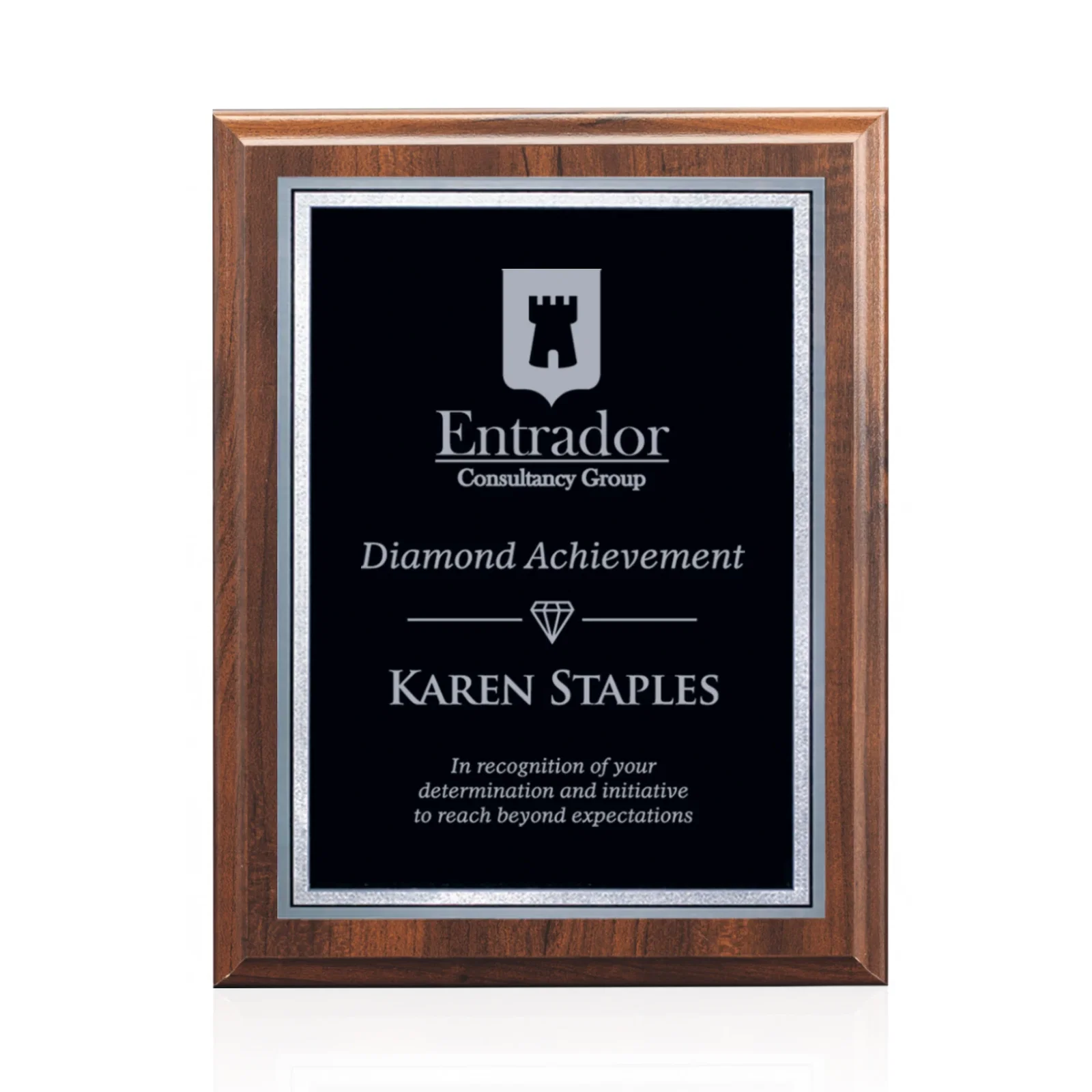Custom Laminate Wall Plaque in Black or Cherry with Brass Plate for team milestone celebrations