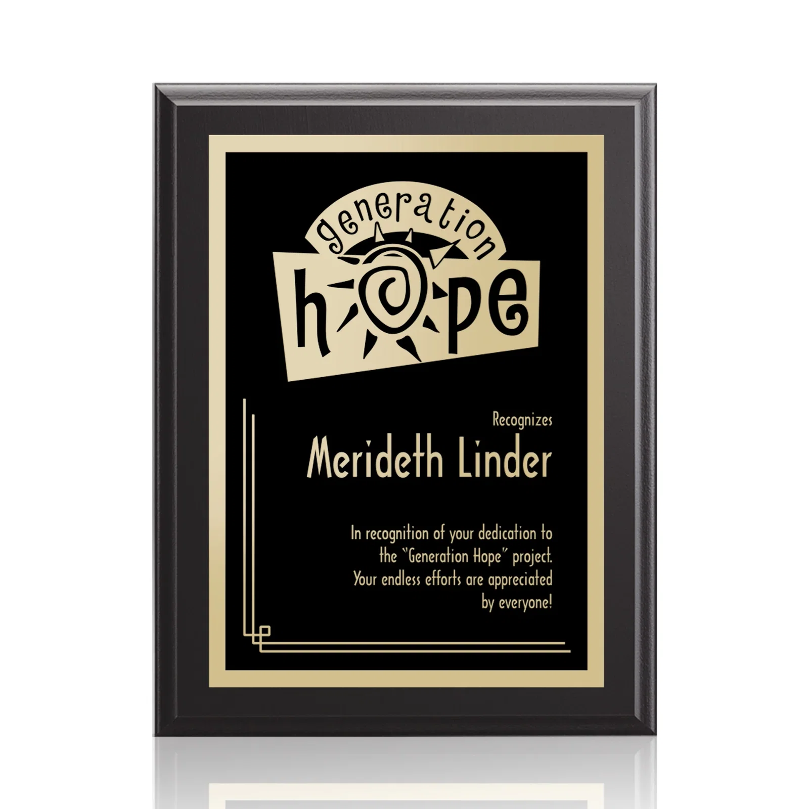 Custom Laminate Wall Plaque with Burgundy and Light Blue Options for volunteer appreciation