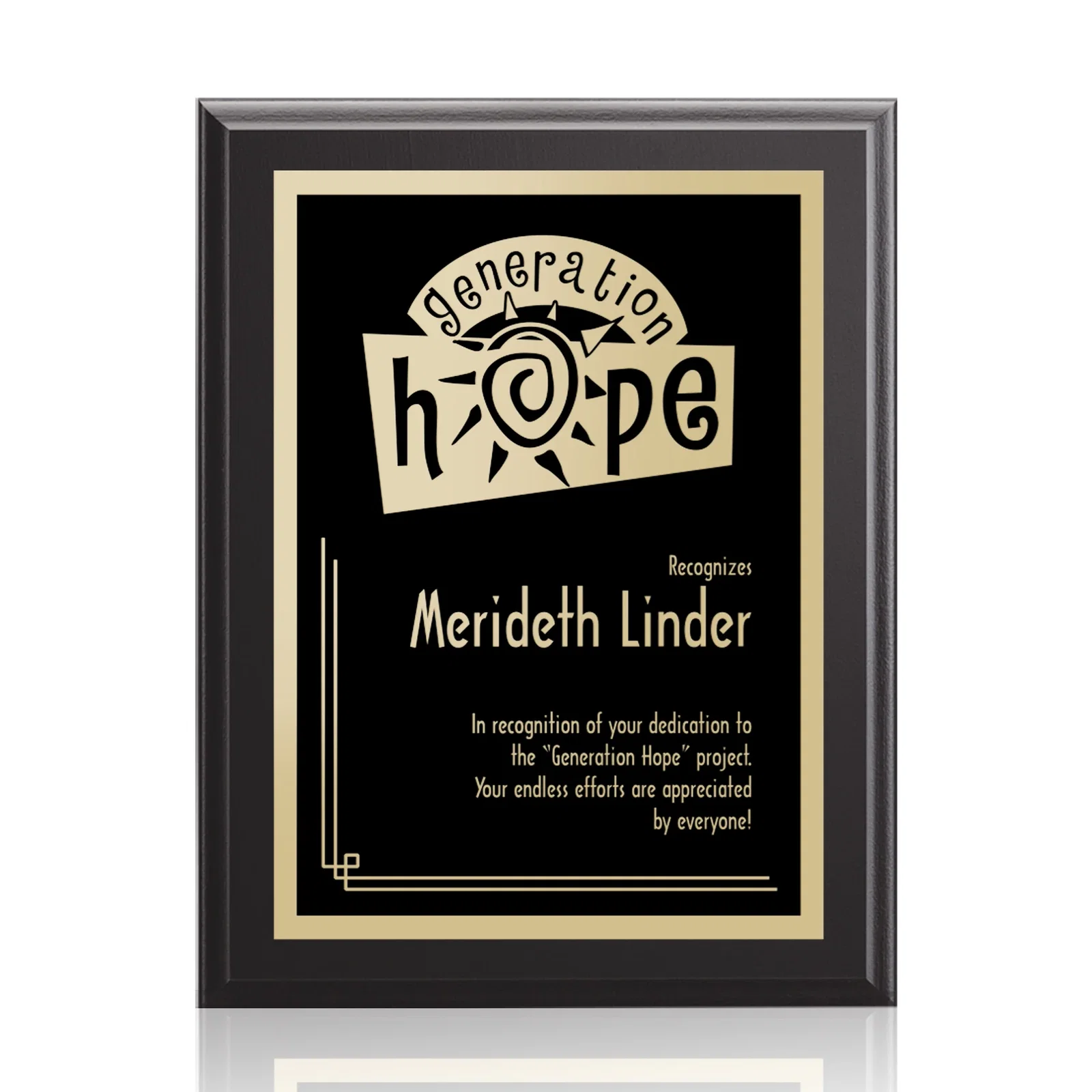 Custom Laminate Wall Plaque with Burgundy and Light Blue Options for dealer and partner awards