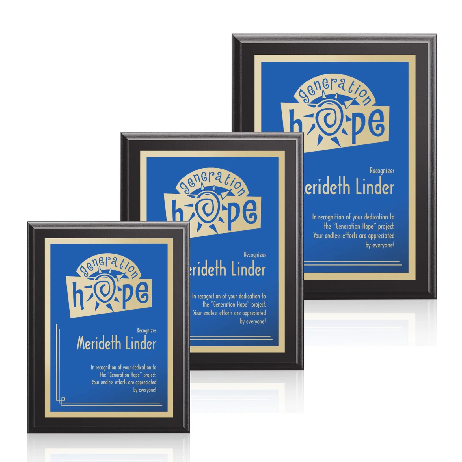 Custom Laminate Wall Plaque with Burgundy and Light Blue Options for retirement presentations