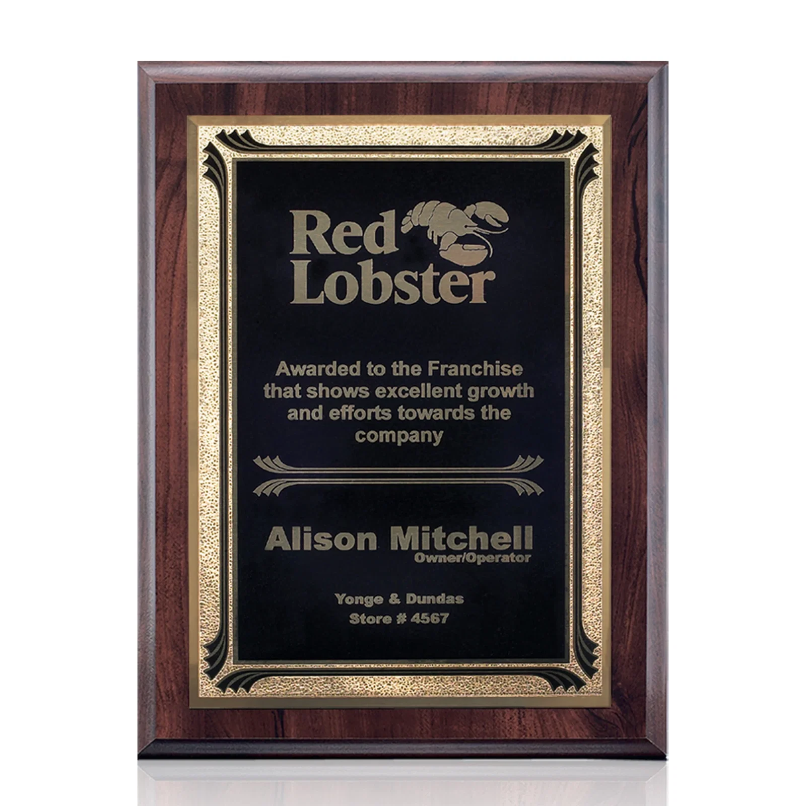 Custom Laminate Wall Plaque in Cherry, Red, or Black with Brass Plate for team milestone celebrations