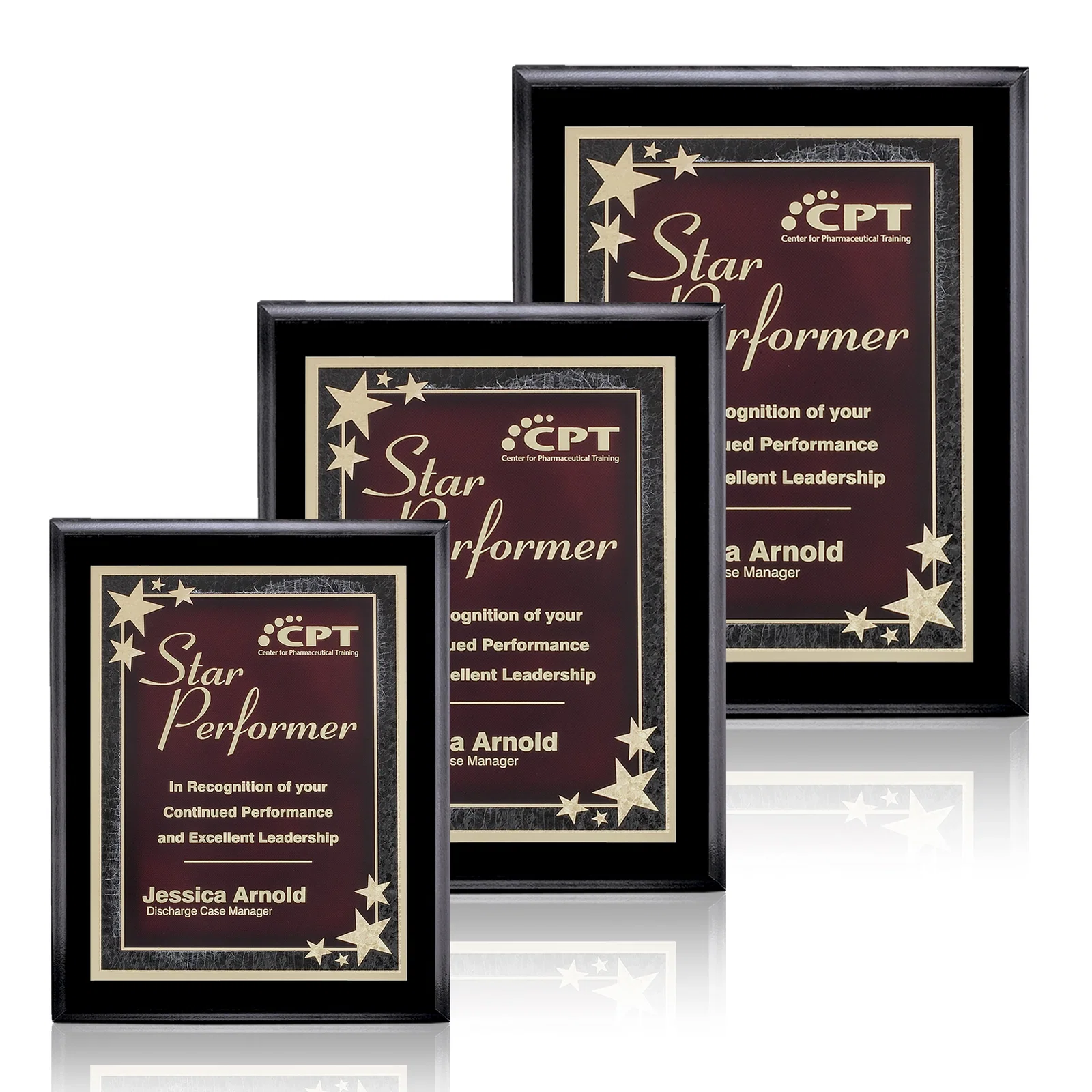 Custom Laminate Wall Plaque with Two-Tone Black-and-Brass Plate for employee recognition