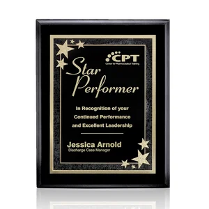 Laminate Wall Plaque with Two-Tone Black-and-Brass Plate