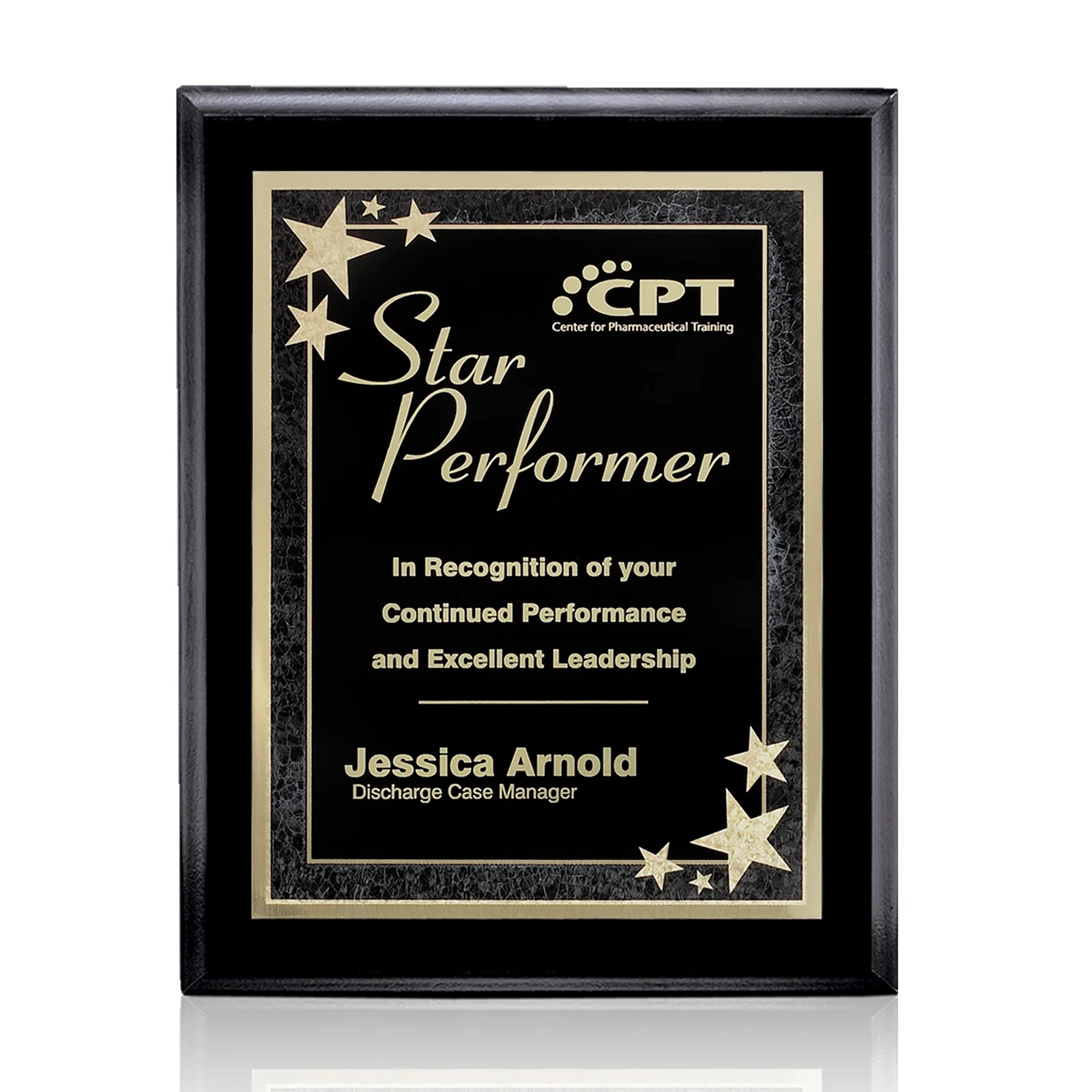 Custom Laminate Wall Plaque with Two-Tone Black-and-Brass Plate for dealer and partner awards