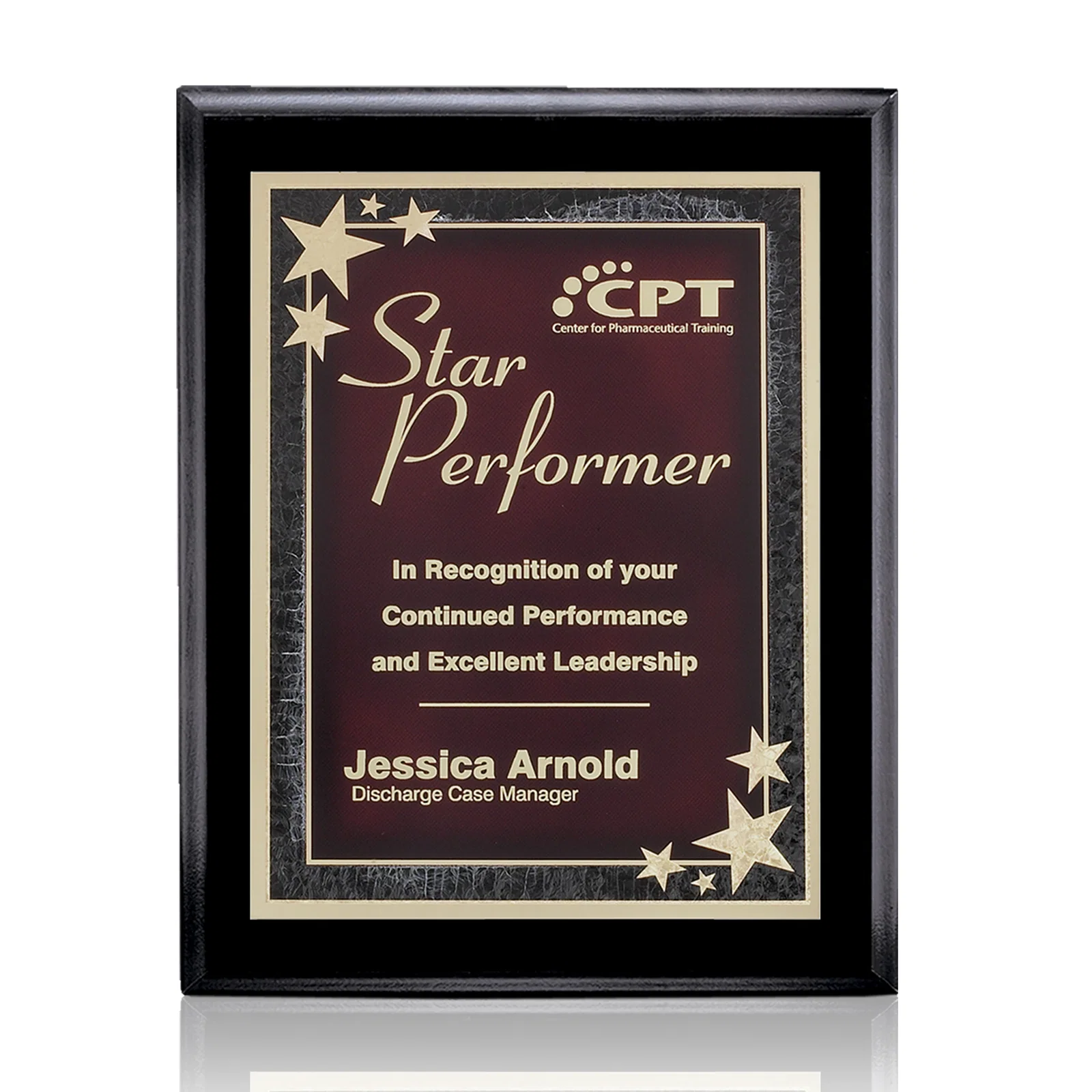 Custom Laminate Wall Plaque with Two-Tone Black-and-Brass Plate for service anniversary gifts