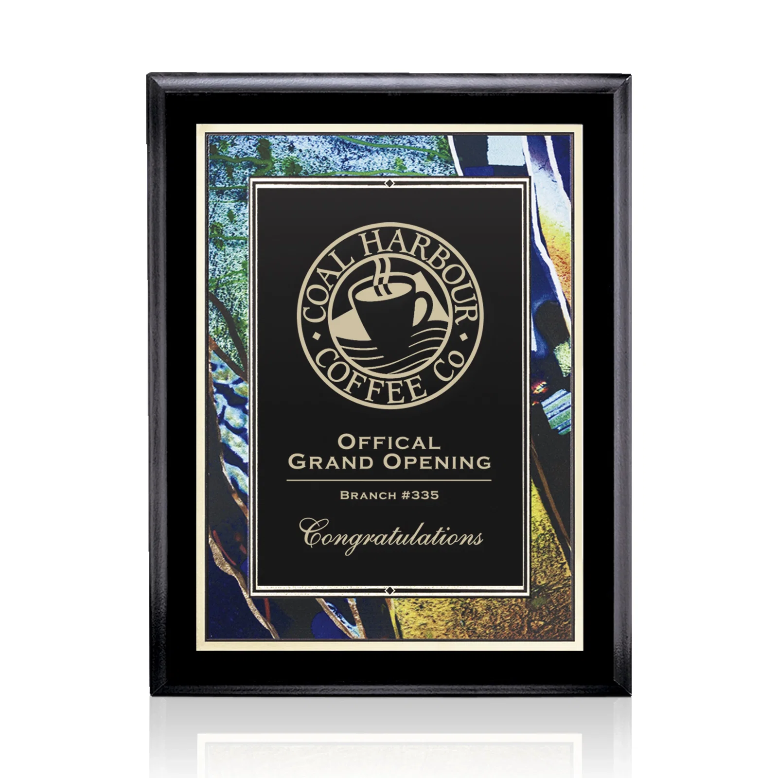 Custom Laser-Engraved Laminate Plaque with Abstract Border for corporate award ceremonies