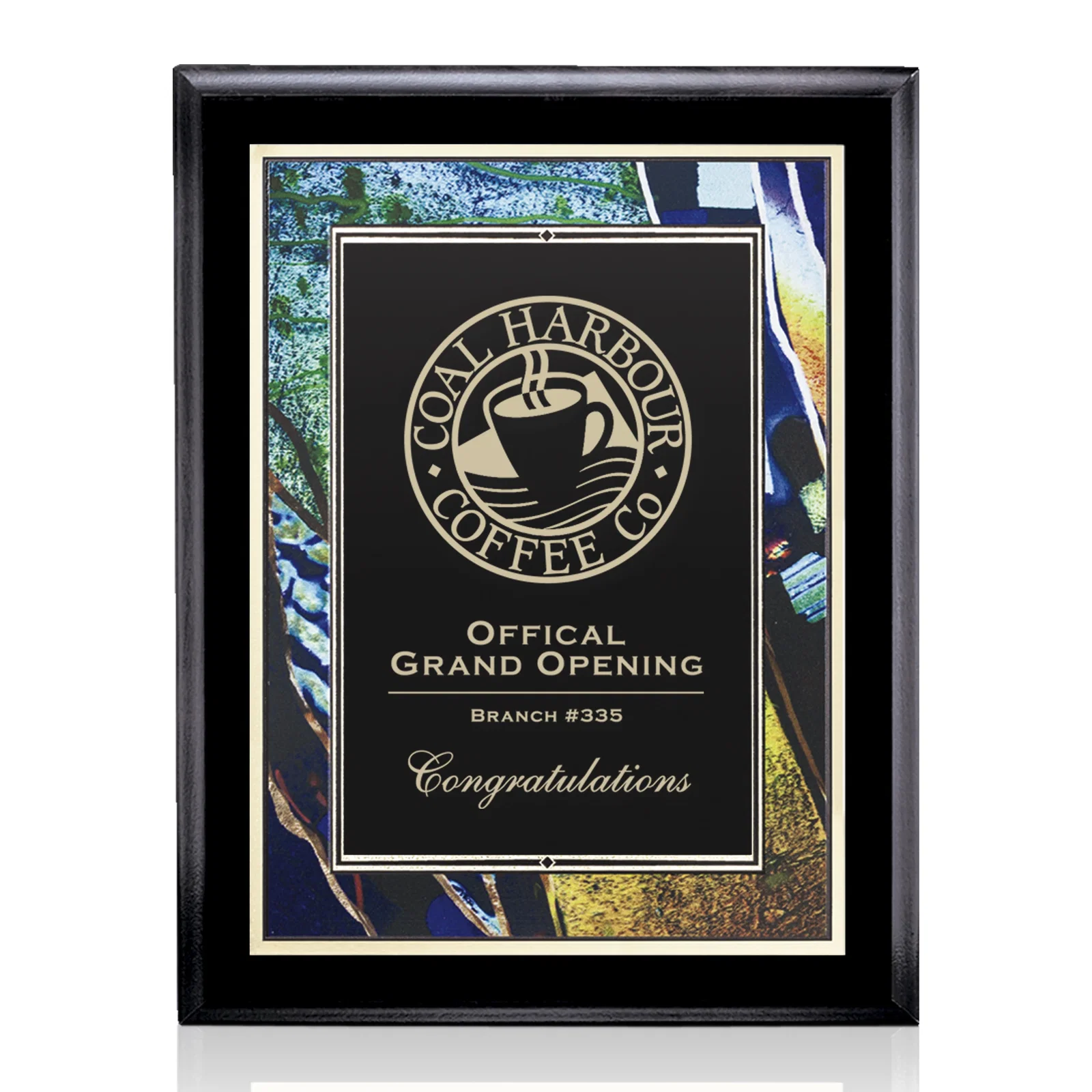 Custom Laser-Engraved Laminate Plaque with Abstract Border for sales achievement awards