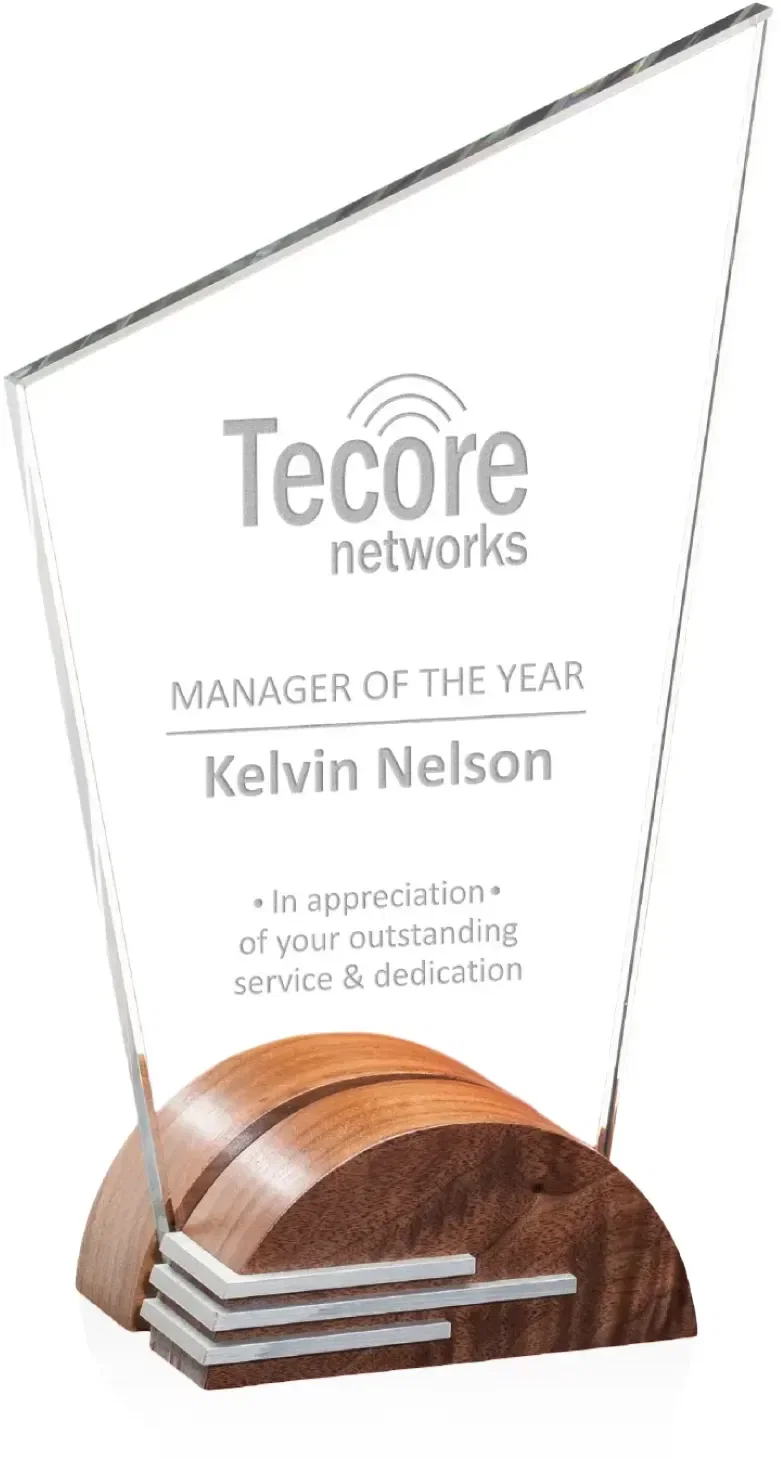 Custom Crystal and Wood Federer Award