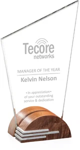 Custom Crystal and Wood Federer Award 