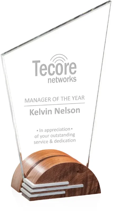 Custom Crystal and Wood Federer Award