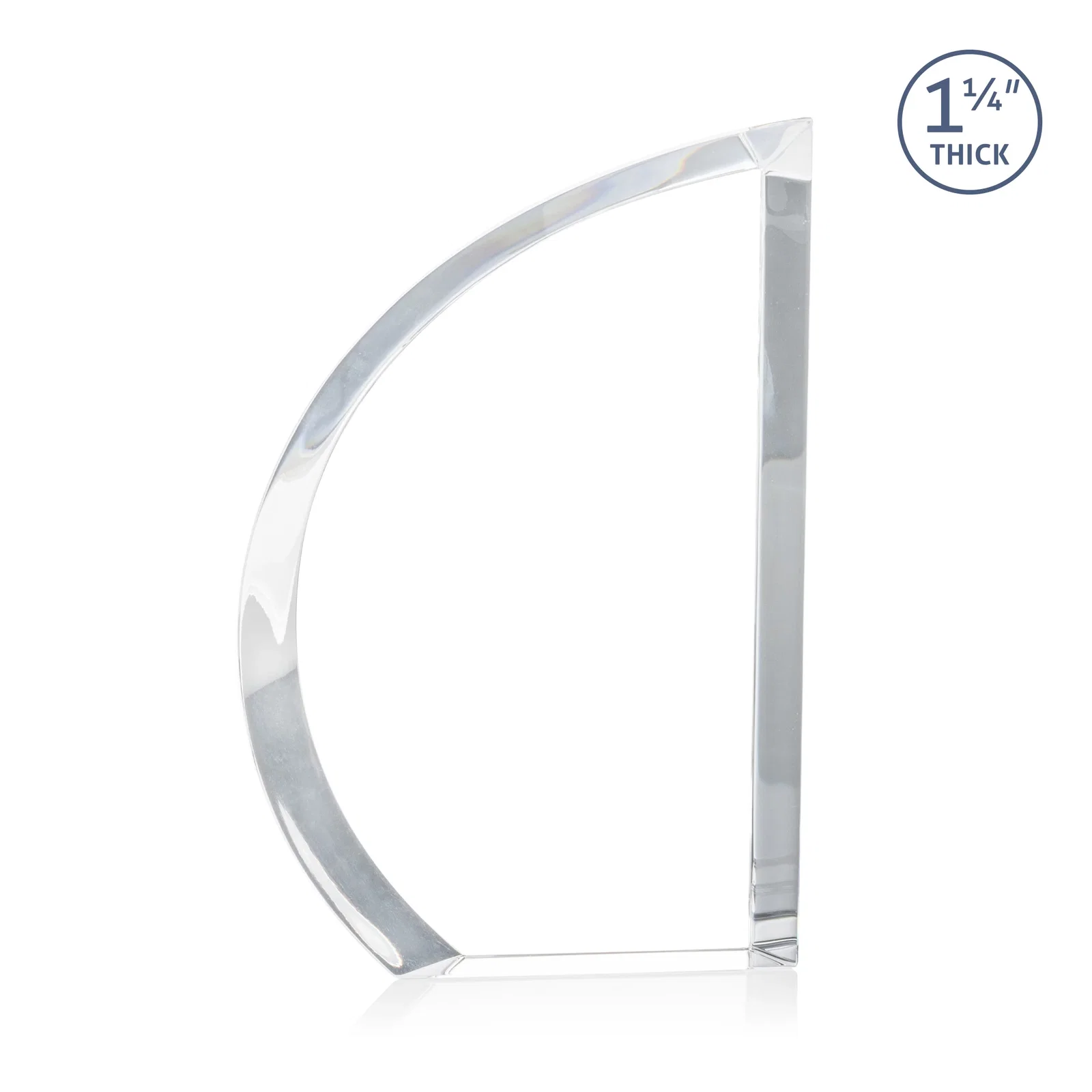 Custom Optical Crystal Sail Award with Sweeping Curved Edge, awards for company anniversary events