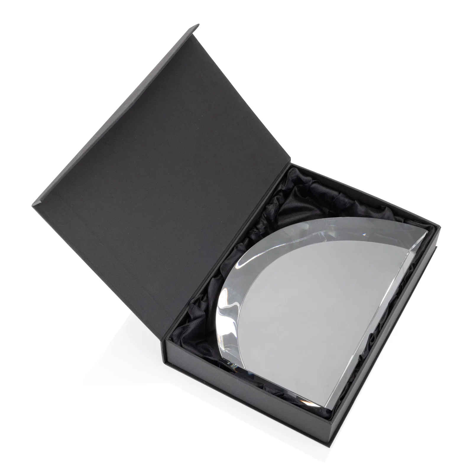 Custom Optical Crystal Sail Award with Sweeping Curved Edge, awards for retirement presentations