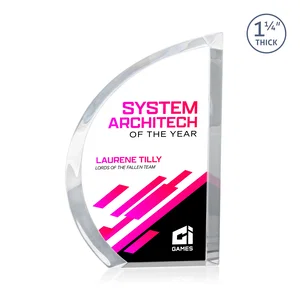 Optical Crystal Sail Award with Sweeping Curved Edge