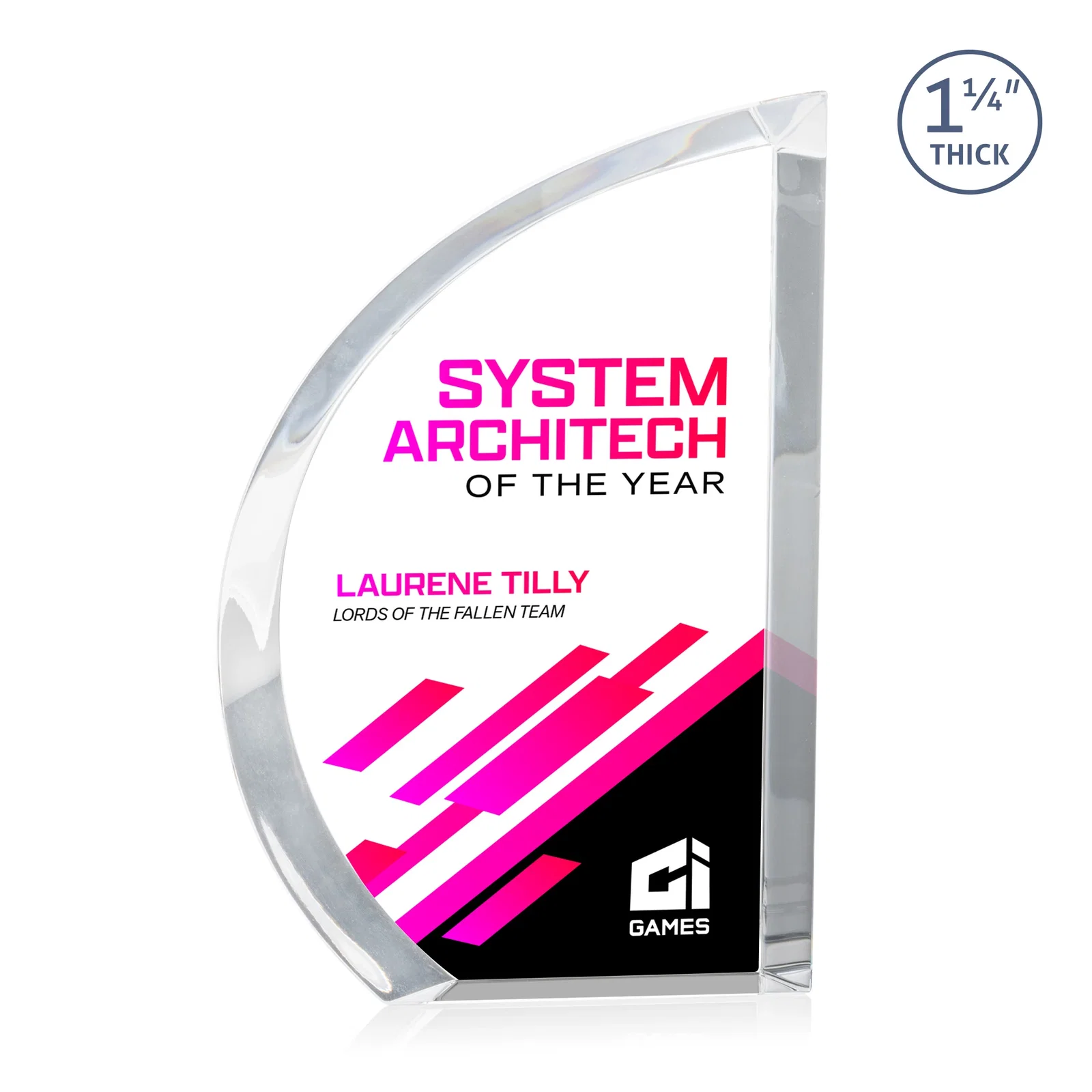 Custom Optical Crystal Sail Award with Sweeping Curved Edge, awards for safety achievement programs