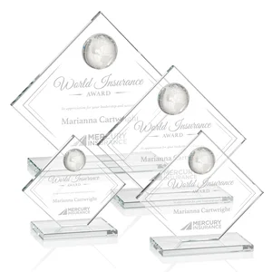 Starfire Crystal Diamond Award With Frosted Continent Globe