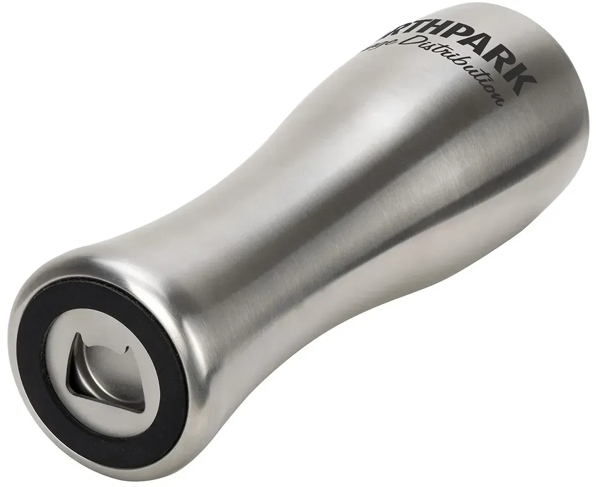 Promotional Fest 19 oz beer tumbler with logo space, angled view