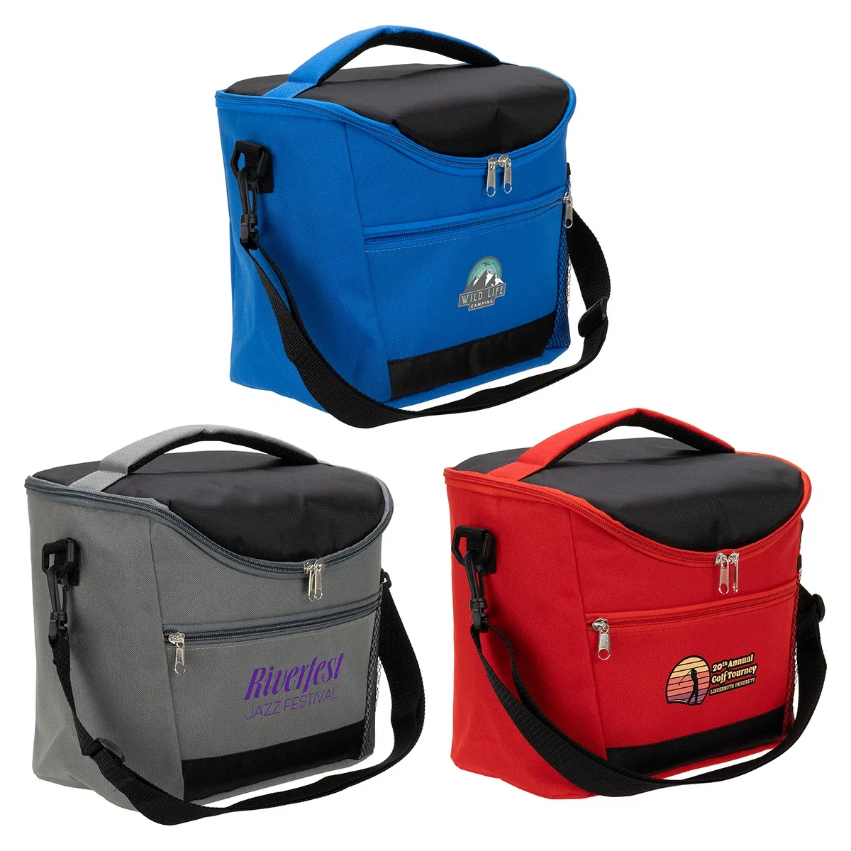 Custom Festival Cooler Bag, front view of the branded insulated bag