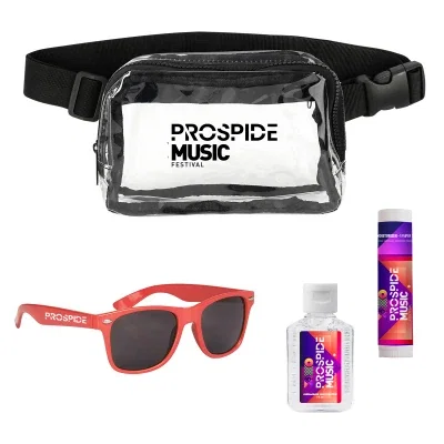 Festival gift set arranged with its clear zip pouch