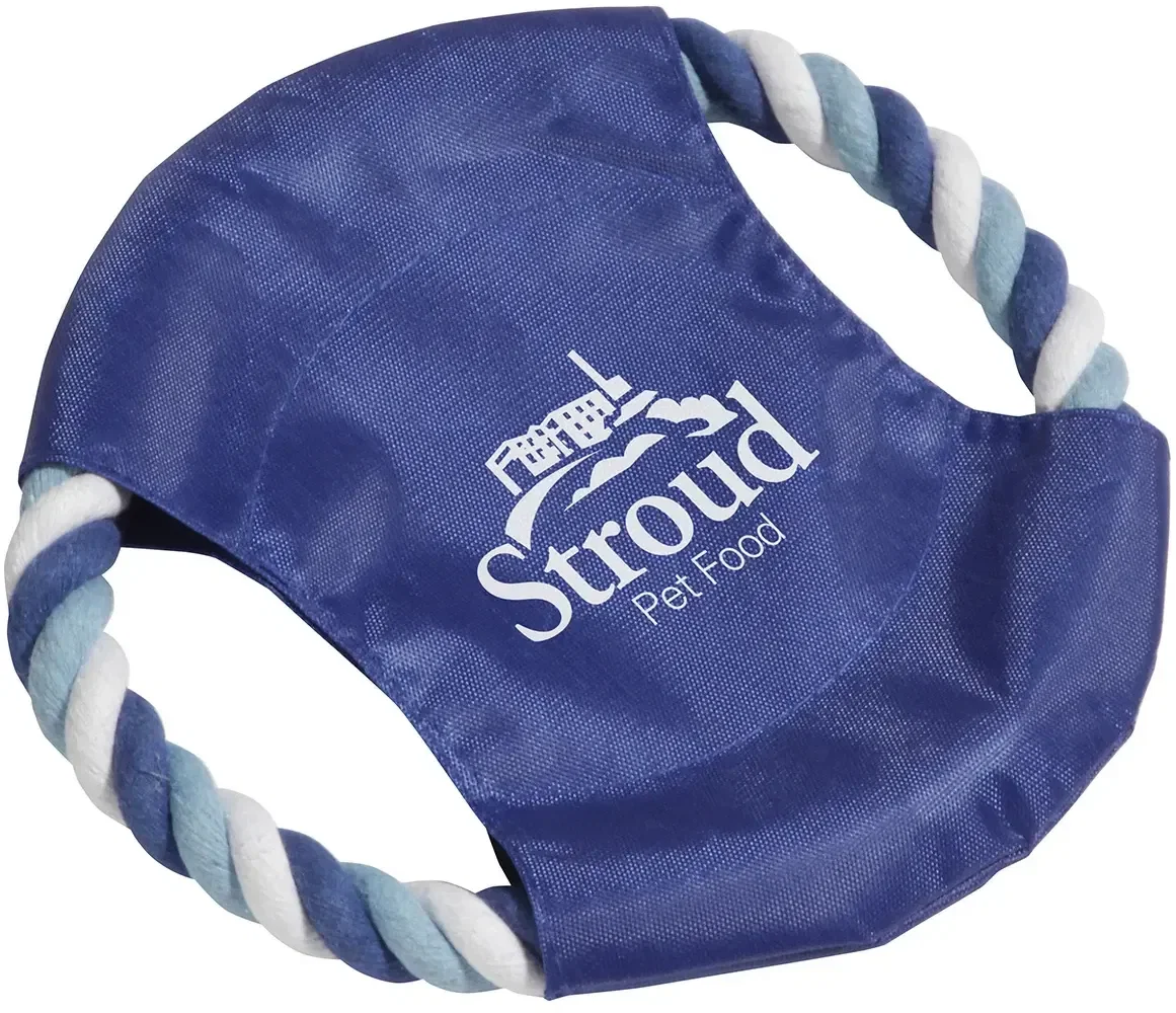 Fetch-It durable polyester dog toy, branded custom fetch toy, front view