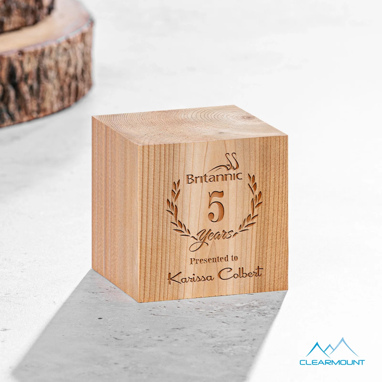 Custom Beechwood Cube Award for corporate award ceremonies