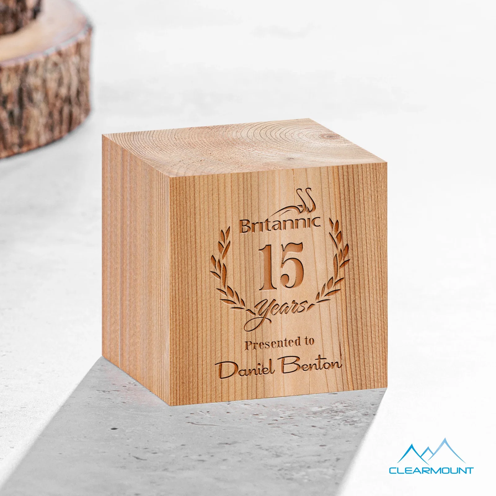 Custom Beechwood Cube Award for sales achievement awards