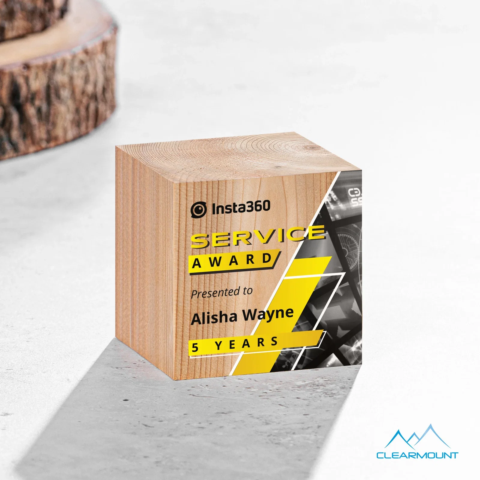 Custom Beechwood Cube Award for team milestone celebrations
