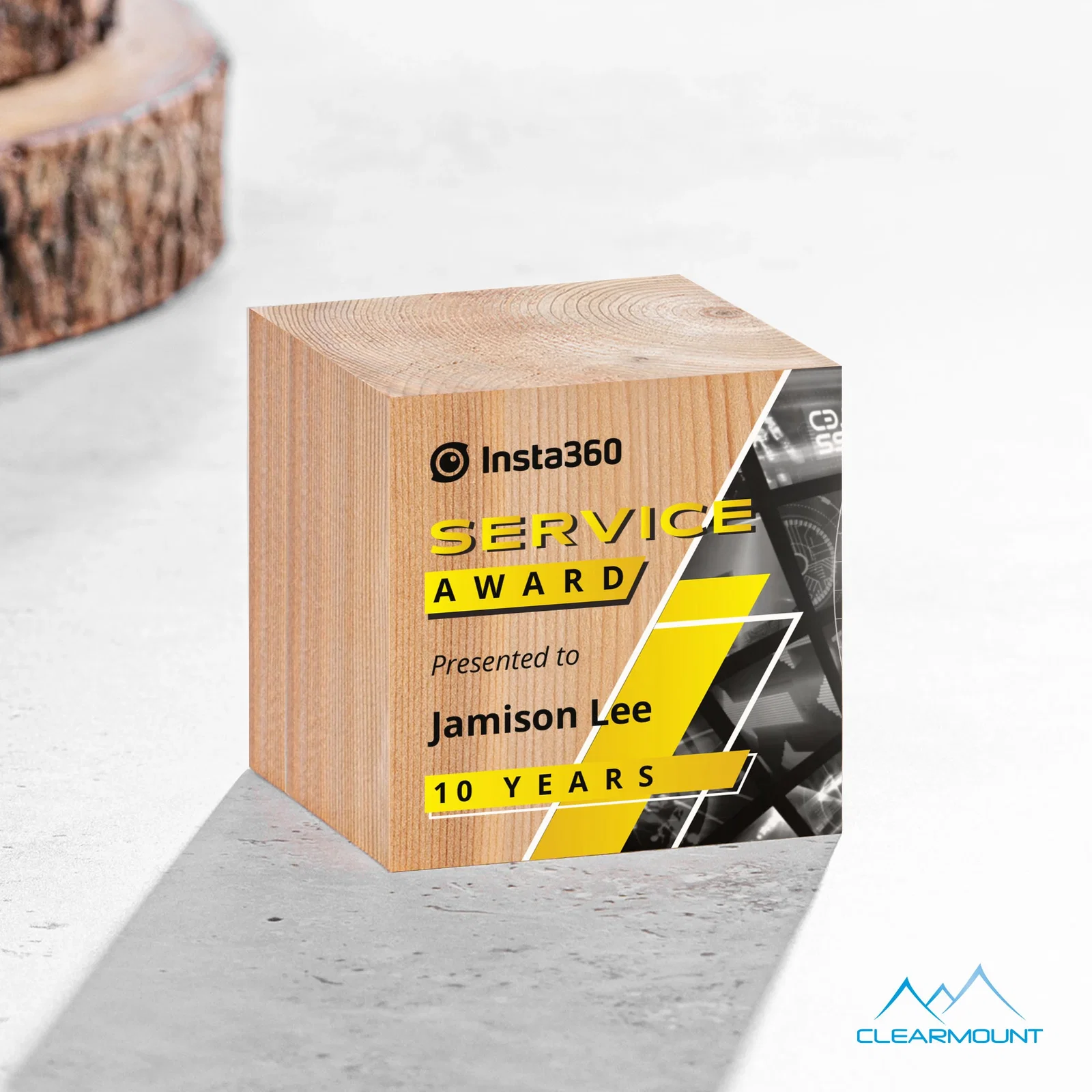 Custom Beechwood Cube Award for donor appreciation