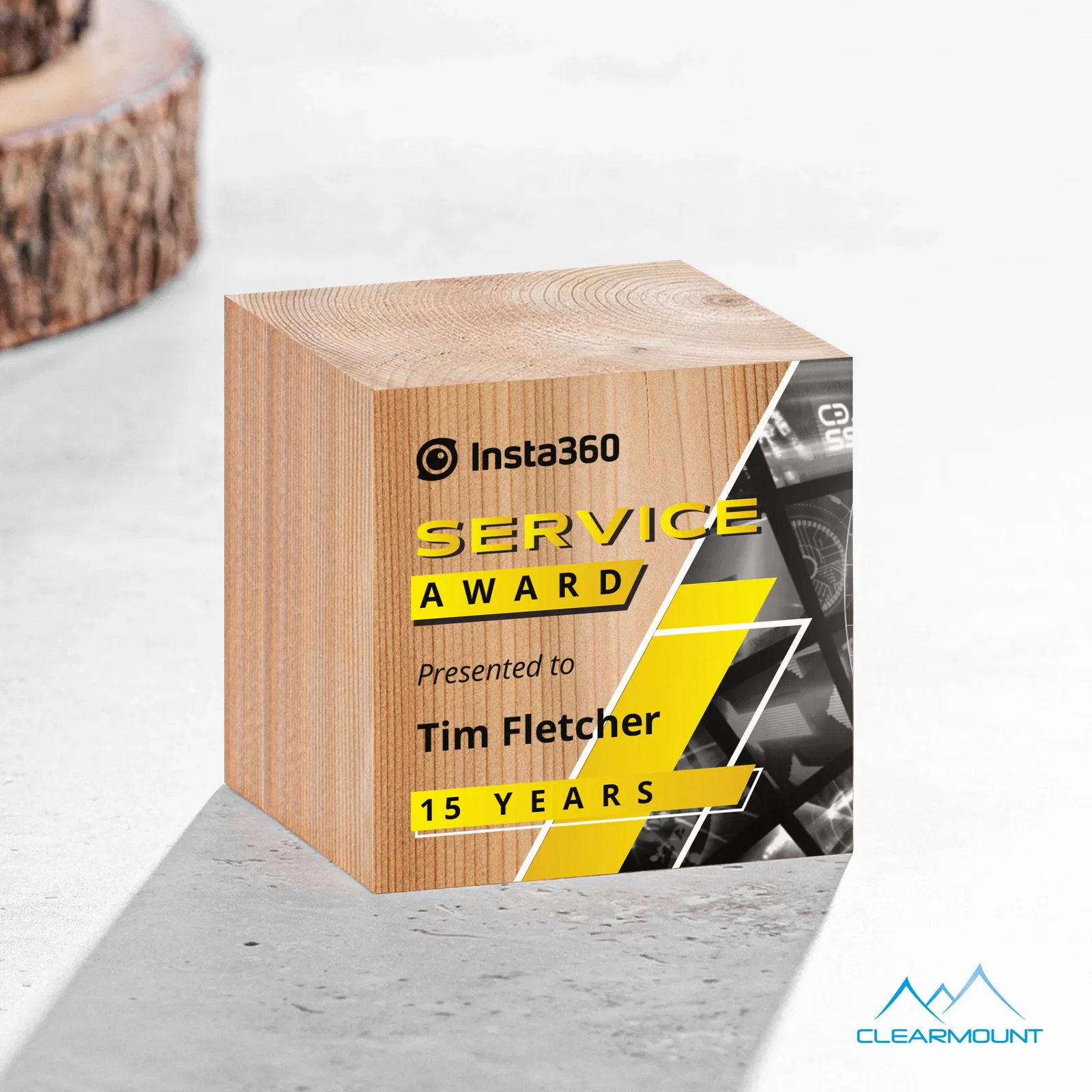 Custom Beechwood Cube Award for graduation ceremonies