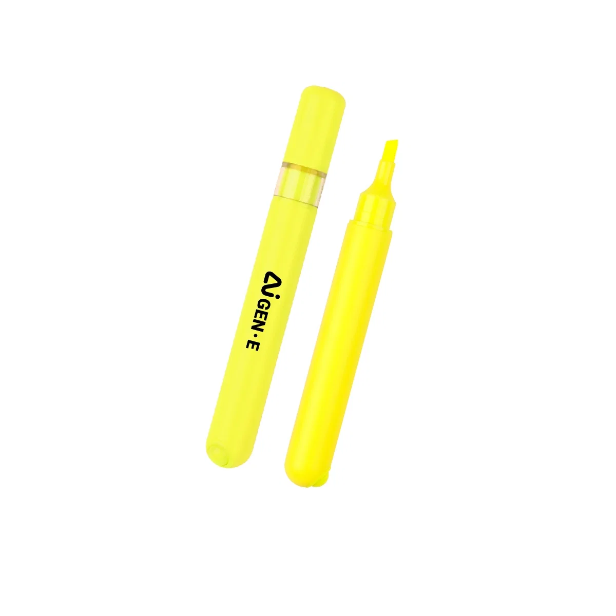 Cap removed to show the highlighting end of the pen