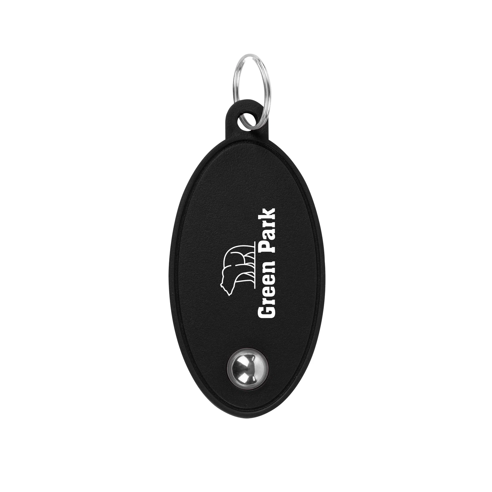 Black handheld fidget toy clipped to a key ring