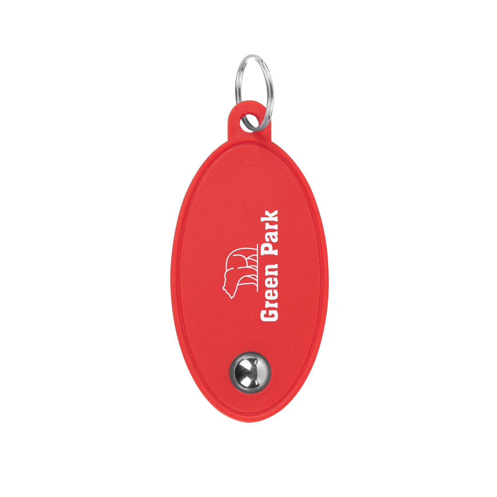 Red keyring gadget shown from the front