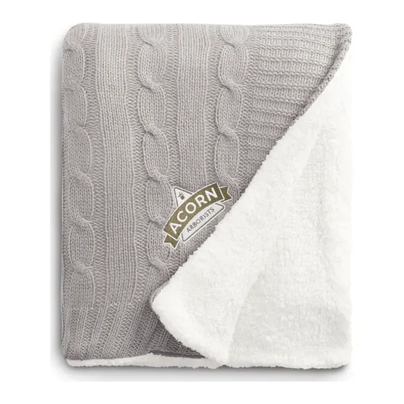 Branded Field & Co. Sherpa Blanket - Cable Knit Design — view 10
