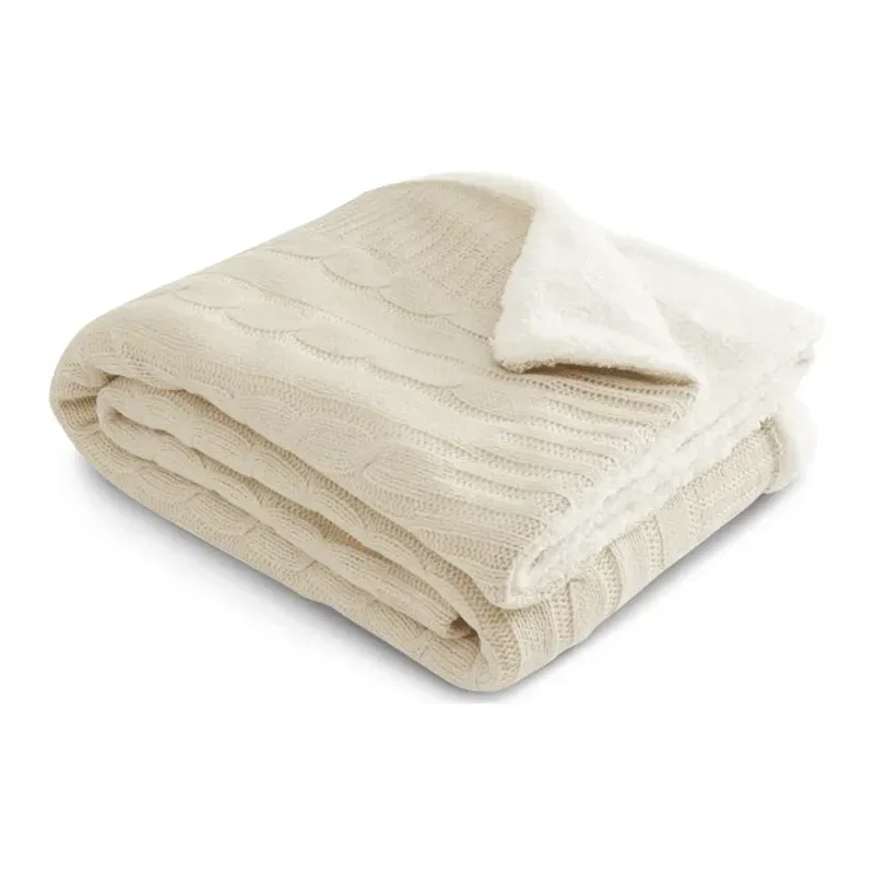 Branded Field & Co. Sherpa Blanket - Cable Knit Design — view 15