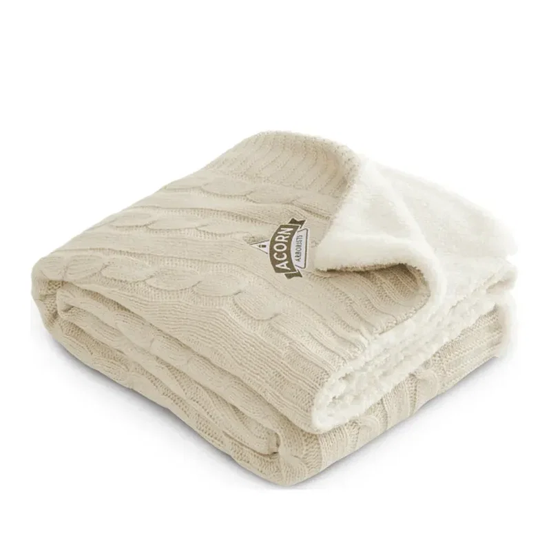 Branded Field & Co. Sherpa Blanket - Cable Knit Design — view 20
