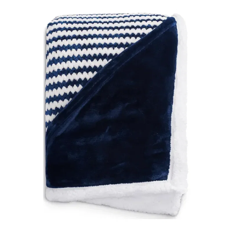 Custom Field & Co. Chevron Striped Sherpa Blanket - 50" x 60" — view 15