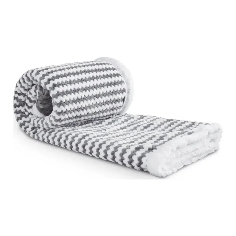 Custom Field & Co. Chevron Striped Sherpa Blanket - 50" x 60" — view 4