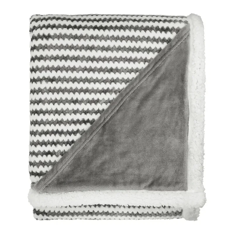 Custom Field & Co. Chevron Striped Sherpa Blanket - 50" x 60" — view 5