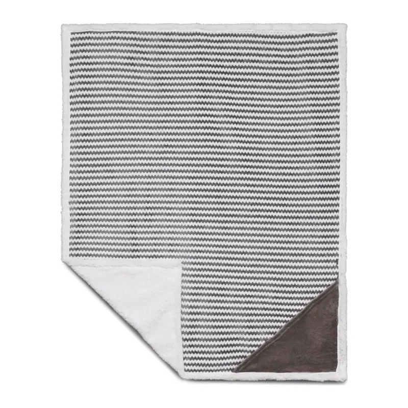 Custom Field & Co. Chevron Striped Sherpa Blanket - 50" x 60" — view 7