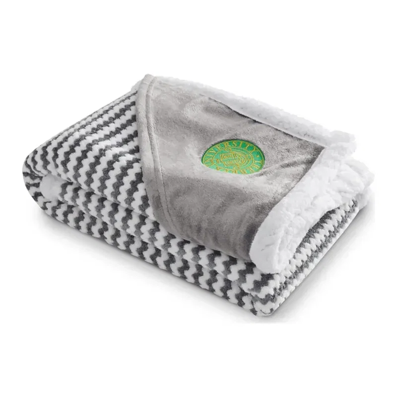 Custom Field & Co. Chevron Striped Sherpa Blanket - 50" x 60" — view 8