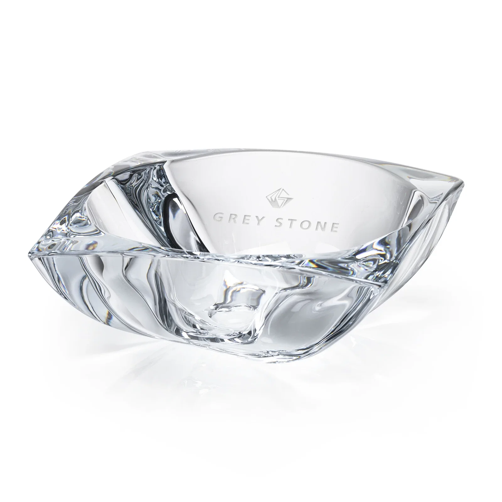 Custom Lead Free Crystalline Bowl with Square Sides, Round Interior for service anniversary gifts