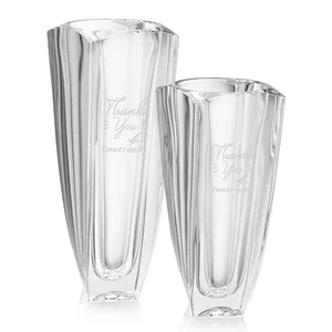 Lead Free Crystalline Vase with Square Sides, Round Interior