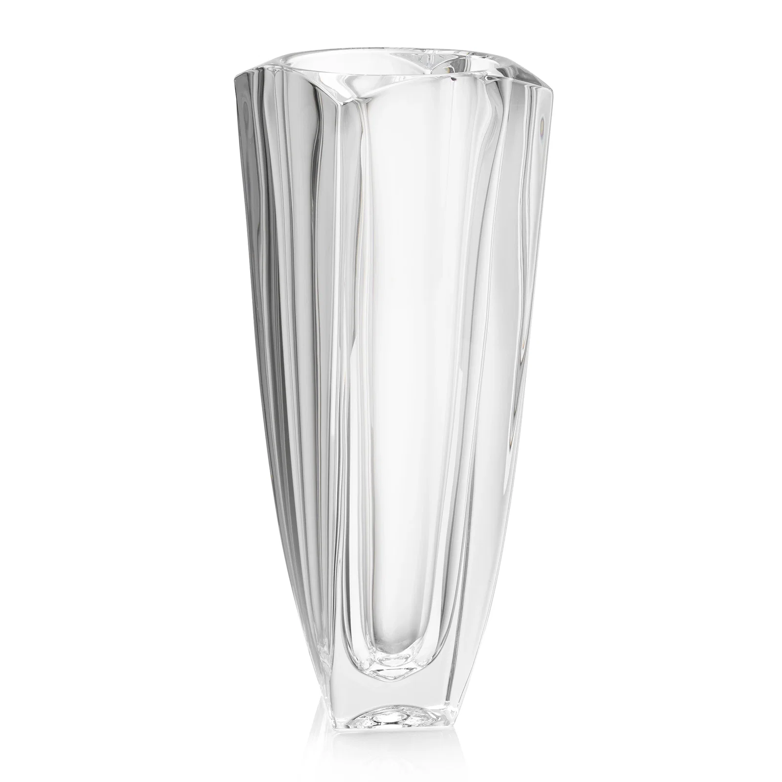 Custom Lead Free Crystalline Vase with Square Sides, Round Interior for retirement presentations