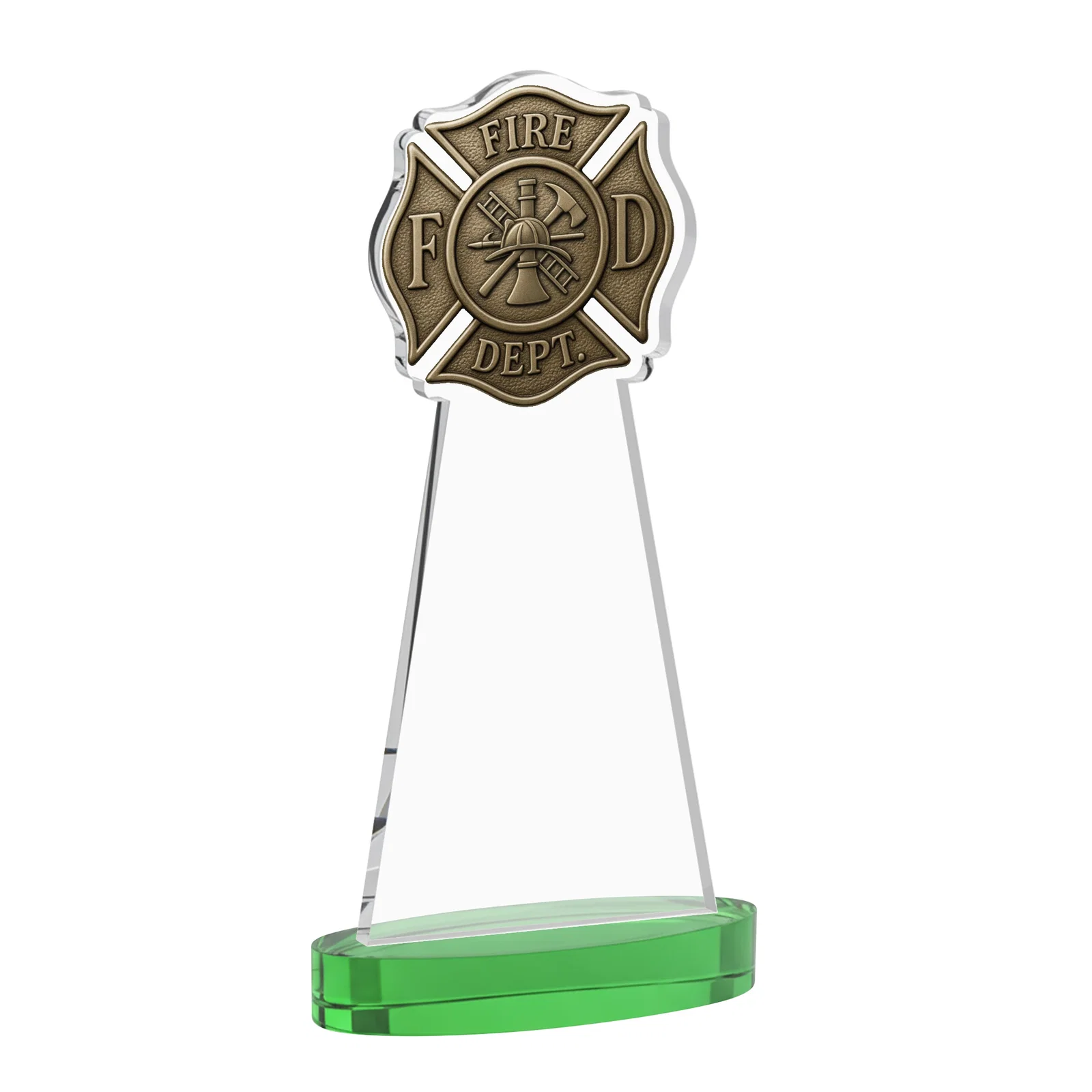 Custom Starfire Crystal Fire Department Award on Round Alberton Base, with your logo for employee recognition